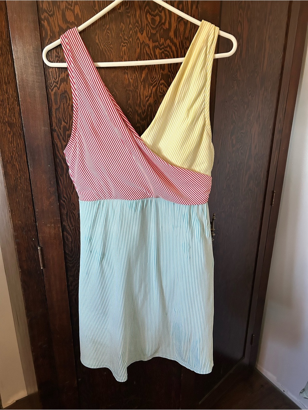 Landsend Seersucker Striped Swim Dress